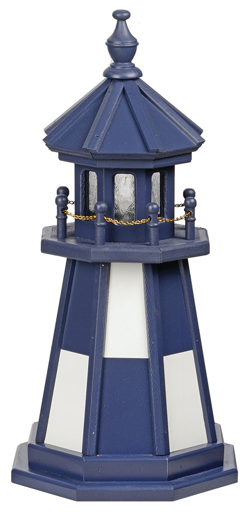 Cape Henry in Patriotic Blue and White Wooden Lighthouse with Base - 2 Feet for Harvest Array 