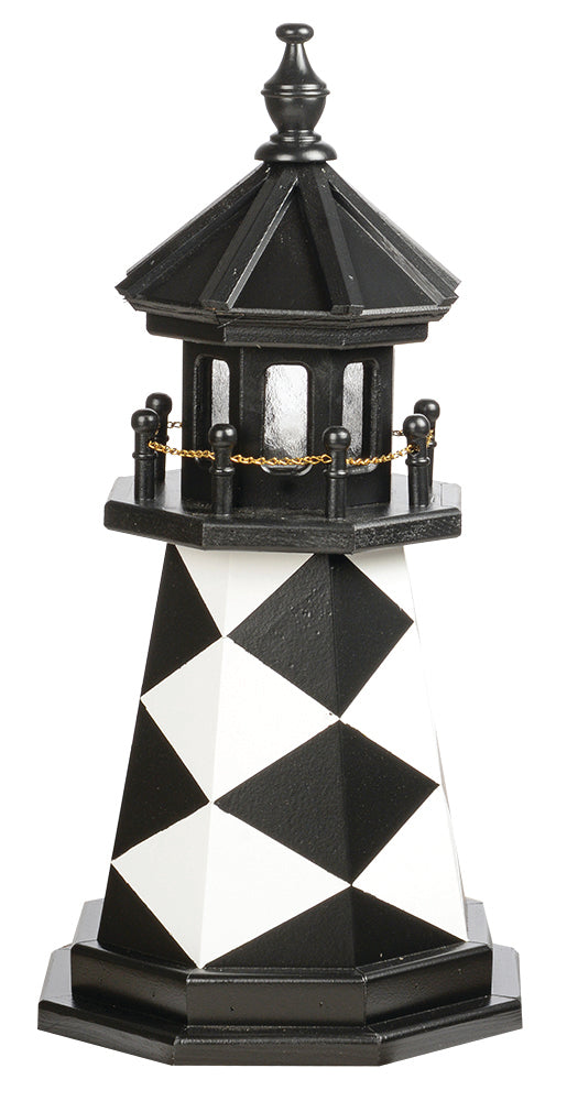 Cape Lookout Black and White Wooden Lighthouse with Base -2 Feet for Harvest Array 