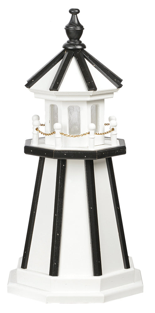 White with Black Trim Wooden Lighthouse with Base - 2 Feet for Harvest Array