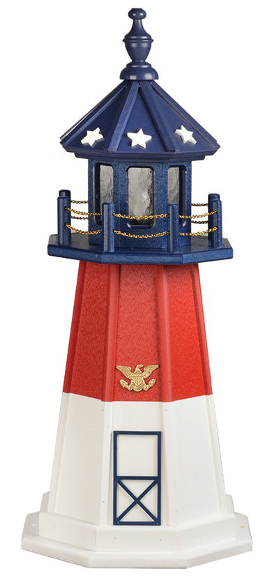 Barnegat Patriotic Red, White, and Blue Wooden Lighthouse with Base -3 Feet for Harvest Array 