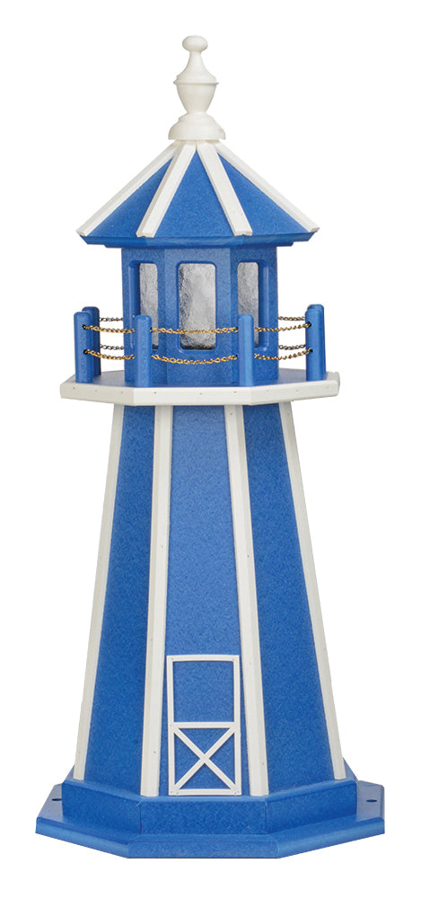 Bright Blue with White Trim Wooden Lighthouse - 3 Feet for Harvest Array