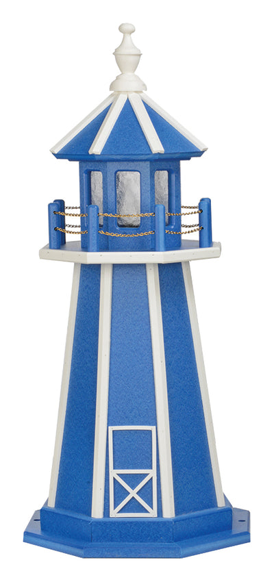 Bright Blue with White Trim Wooden Lighthouse with Base -3 Feet for Harvest Array 