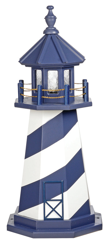 Cape Hatteras Lighthouse in White and Patriotic Blue Wooden Lighthouse - 3 Feet