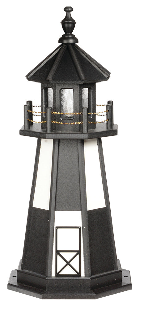 Cape Henry Black and White Wooden Lighthouse with Base - 3 Feet