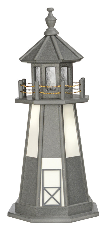 Cape Henry in Gray and White Wooden Lighthouse with Base - 3 Feet on harvestarray.com
