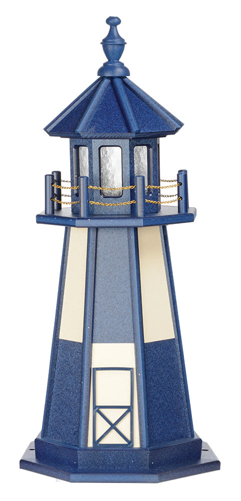 Cape Henry Patriotic Blue and Ivory Wooden Lighthouse - 3 Feet 