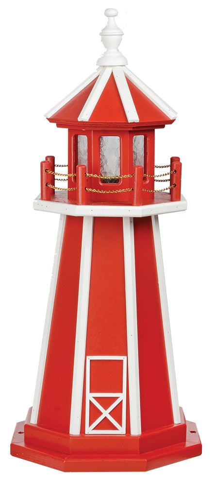 Cardinal Red with White Trim Wooden Lighthouse - 3 Feet for Harvest Array 