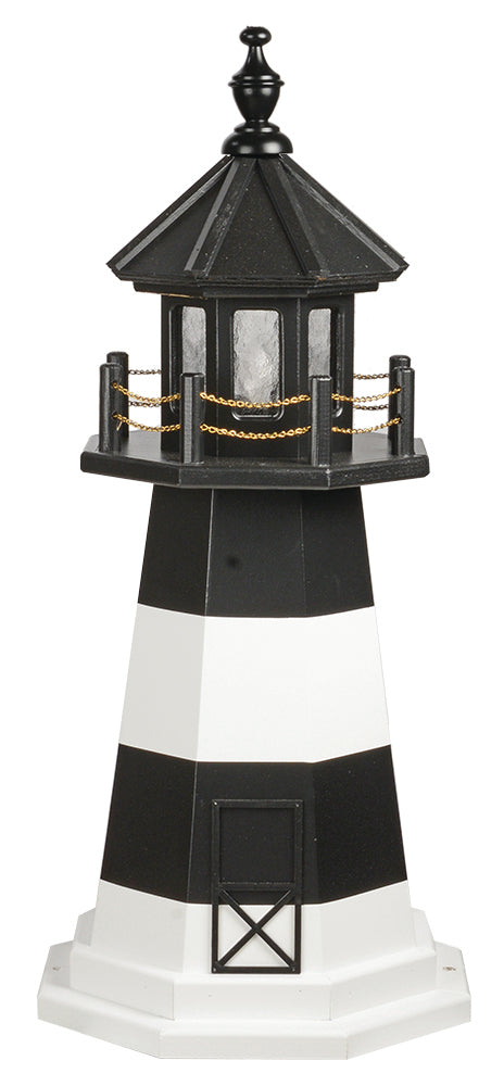 Fire Island Lighthouse Replica Black and White Wooden Lighthouse with Base -3 Feet for Harvest Array 
