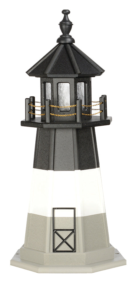 Oak Island Replica Black, White, and Gray Wooden Lighthouse - 3 Feet on harvestarray.com 