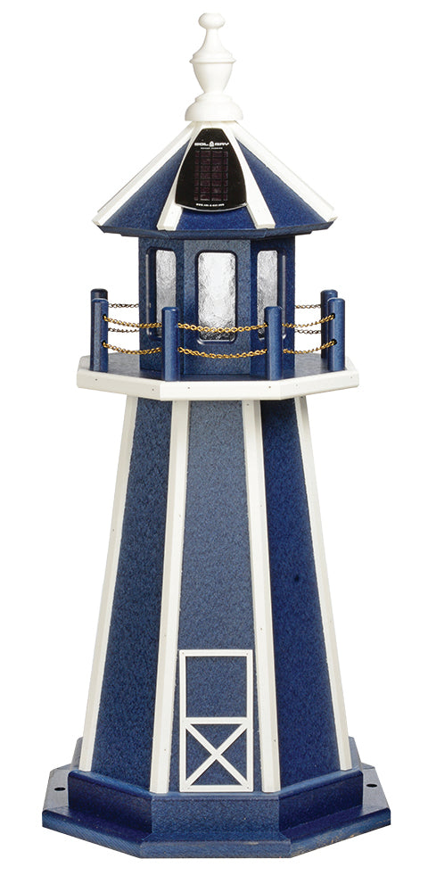 Patriotic Blue with White Trim Wooden Lighthouse with Base - 3 Feet for Harvest Array 