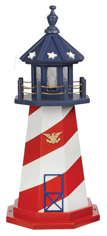 Patriotic Cape Hatteras Lighthouse Replica Wooden Lighthouse with Base - 3 Feet for Harvest Array 