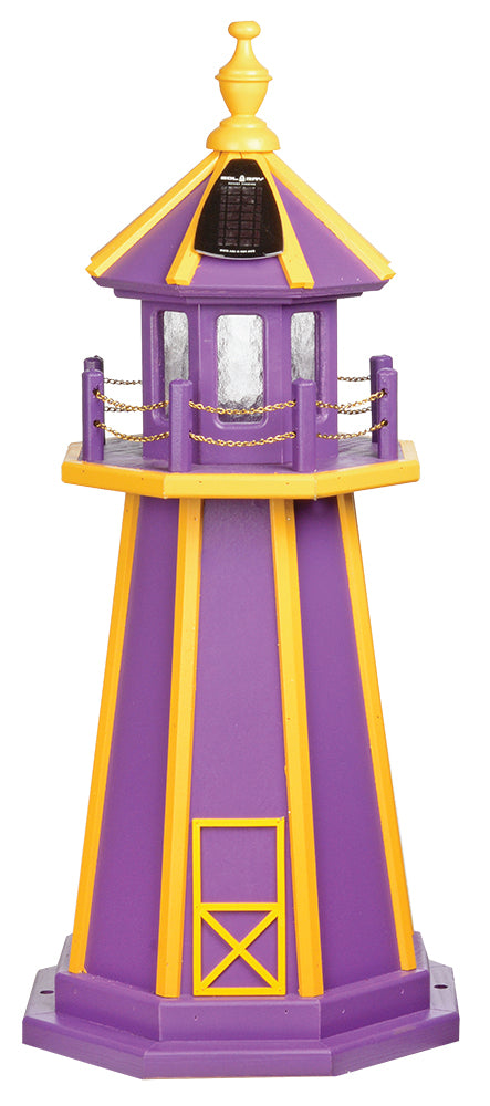 Purple with Yellow Trim Wooden Lighthouse with Base -3 Feet for Harvest Array 