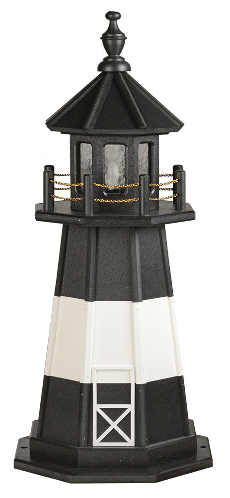 Tybee Island Black and White Wooden Lighthouse with Base - 3 Foot Replica 