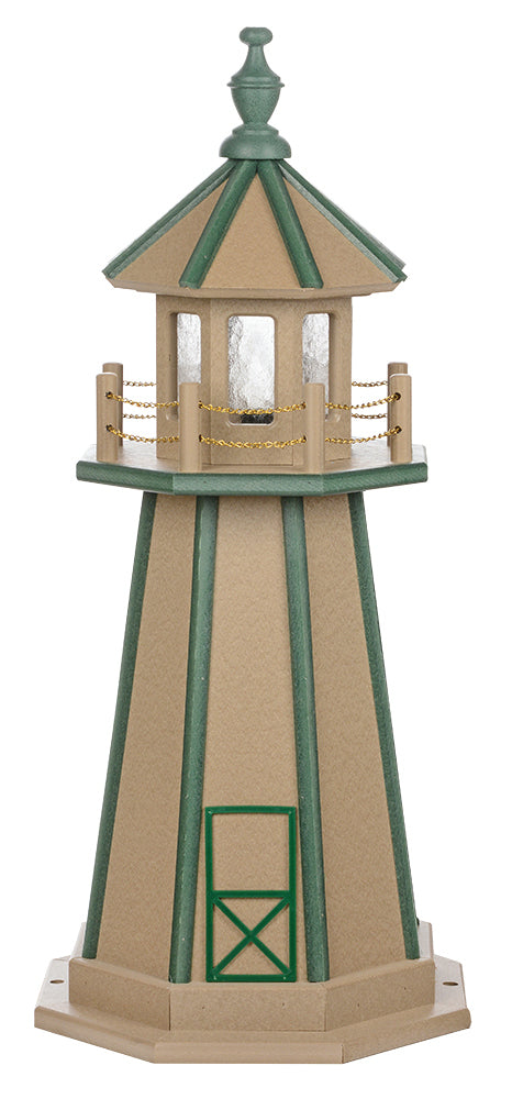 Weatherwood with Green Trim Wooden Lighthouse with Base -3 Feet for Harvest Array 