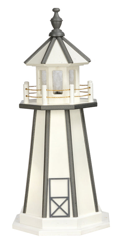 White with Gray Trim Wooden Lighthouse - 3 Feet for Harvest Array 