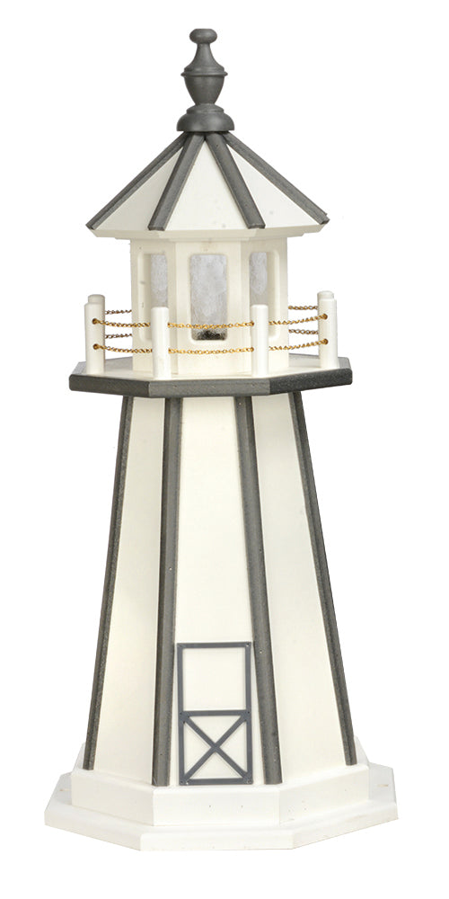 White with Gray trim Wooden Lighthouse with Base - 3 Feet for Harvest Array 
