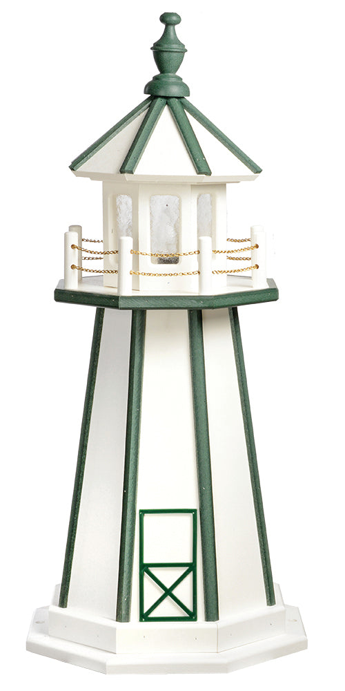 White with Green Trim Wooden Lighthouse - 3 Feet for Harvest Array 