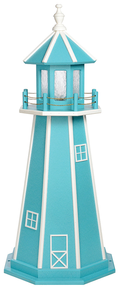 Aruba Blue with White Trim Poly Lighthouse with Base -3 Feet 