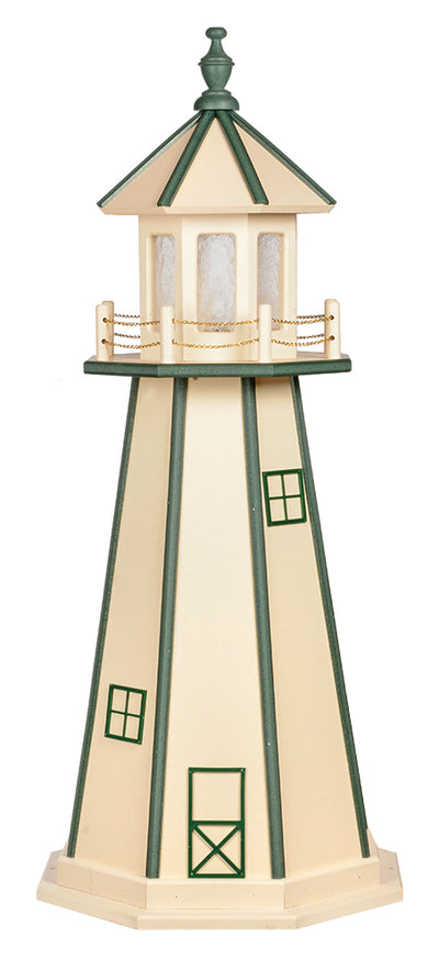 Ivory with Turf Green Trim Poly Lighthouse with Base -5 Feet for Harvest Array 