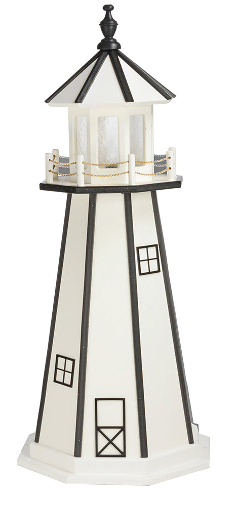 White with Black Trim Poly Lighthouse with Base -5 Feet for Harvest Array 