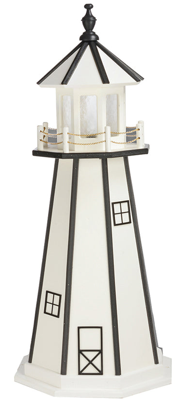 White with Black Trim Poly Lighthouse with Base -3 Feet for Harvest Array 