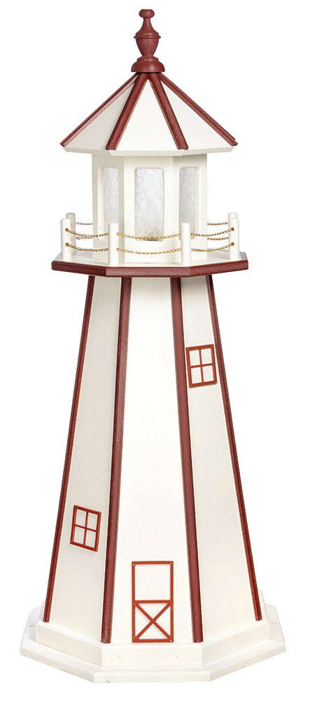 White with Cherrywood Trim Poly Lighthouse -5 Feet for Harvest Array