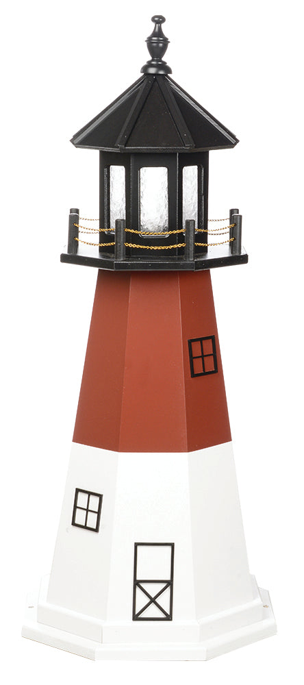 Barnegat Lighthouse Replica (Dark Red and White) Wooden Lighthouse - 4 Feet on harvestarray.com 