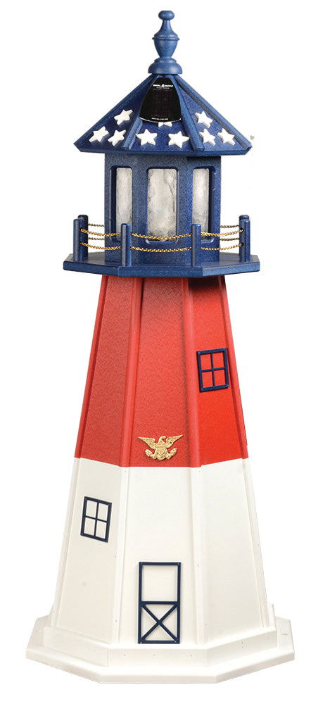 Barnegat Patriotic Red, White, and Blue Wooden Lighthouse -4 Feet for Harvest Array