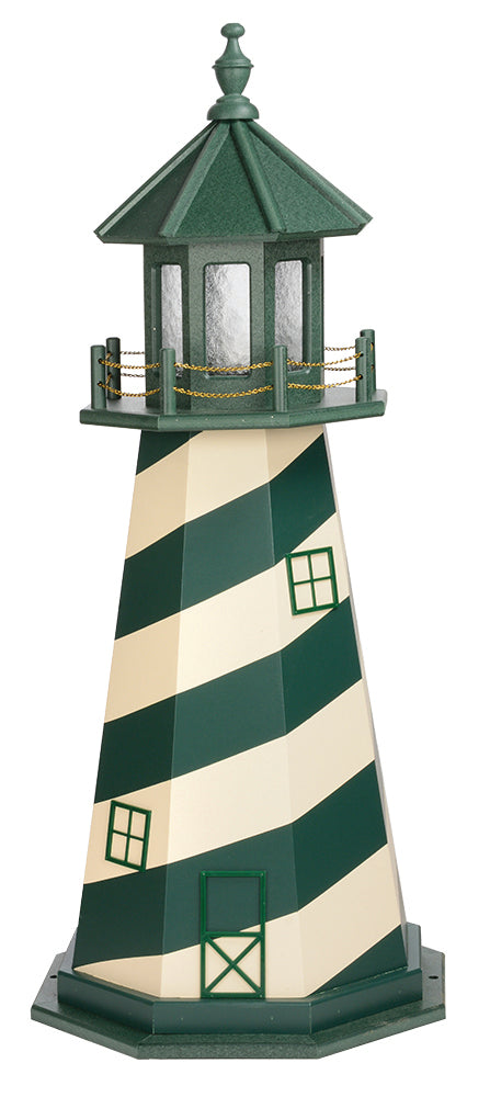 Cape Hatteras Light in Ivory and Turf Green Wooden Lighthouse with Base - 4 Feet 