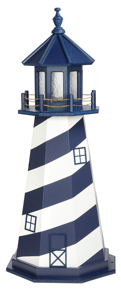 Cape Hatteras Lighthouse in White and Patriotic Blue Wooden Lighthouse - 4 Feet 