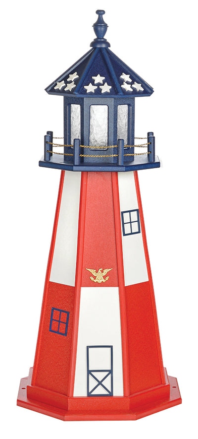 Patriotic Cape Henry Wooden Lighthouse with Base - 4 Feet 