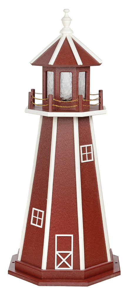 Cherrywood with White Trim Wooden Lighthouse with Base - 4 Feet for Harvest Array