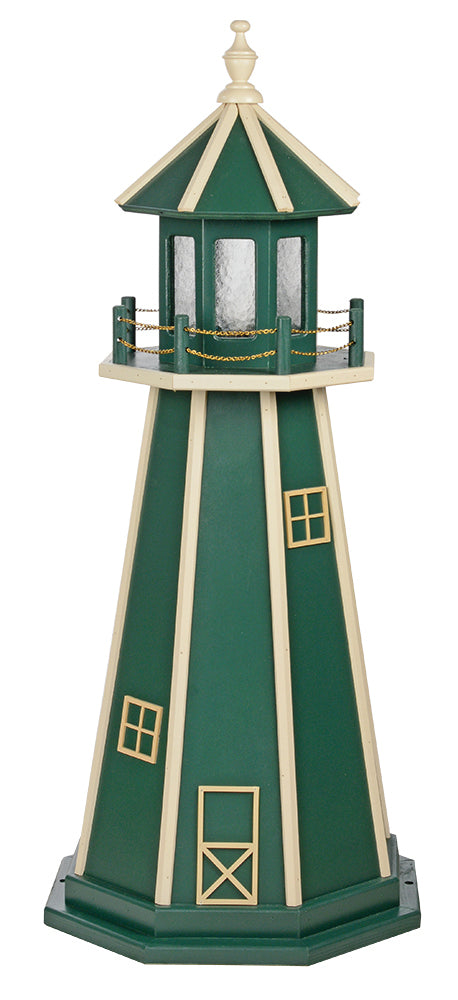 Turf Green with Ivory Trim Wooden Lighthouse - 4 Feet for Harvest Array 