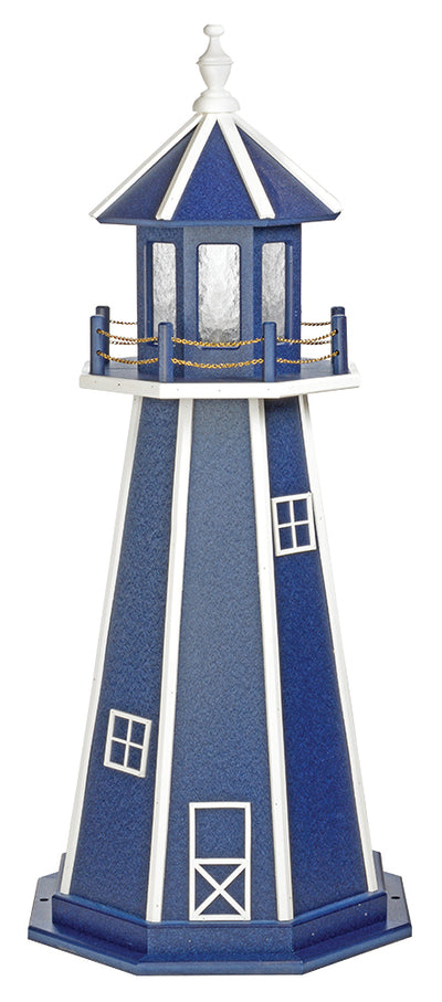 Patriotic Blue with White Trim Wooden Lighthouse - 4 Feet for Harvest Array 