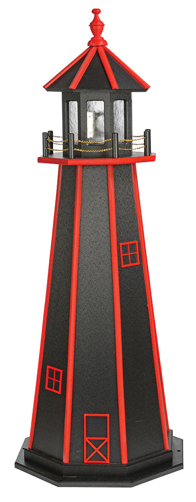 Black with Cardinal Red Trim Poly Lighthouse with Base -5 Feet for Harvest Array 