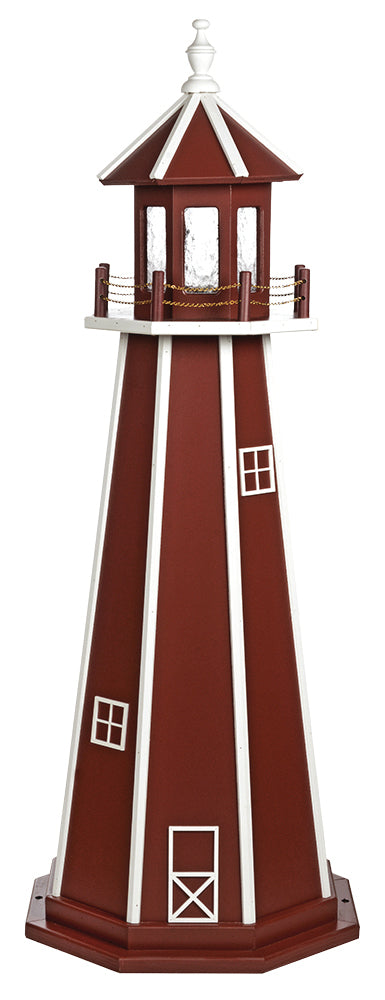 Cherrywood With White Trim Poly Lighthouse with Base -5 Feet for Harvest Array