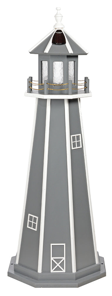 Dark Gray with White Trim Poly Lighthouse -5 Feet on harvestarray.com