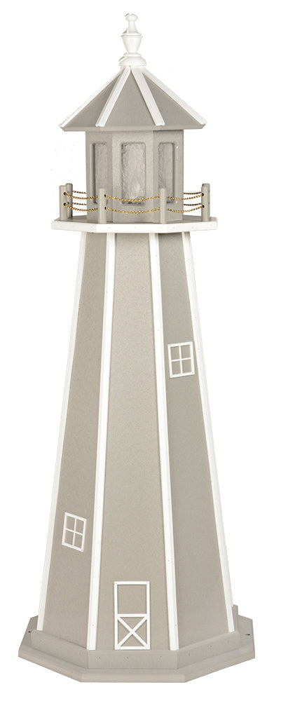 Light Gray with White Trim Poly Lighthouse with Base -3 Feet for Harvest Array