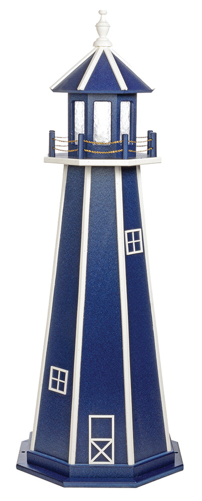 Patriotic Blue with White Trim Poly Lighthouse with Base -5 Feet for Harvest Array 