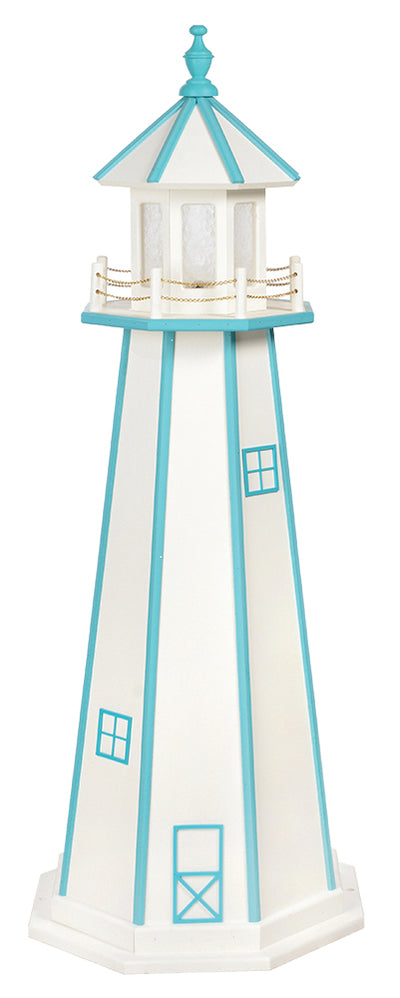 White with Aruba Blue Trim Poly Lighthouse with Base -2 Feet for Harvest Array 