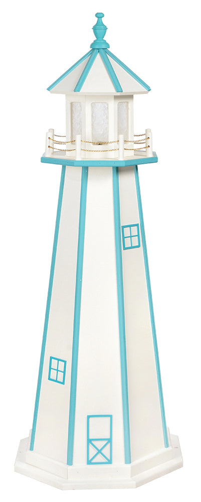 White with Aruba Blue Trim Poly Lighthouse with Base -4 Feet for Harvest Array 