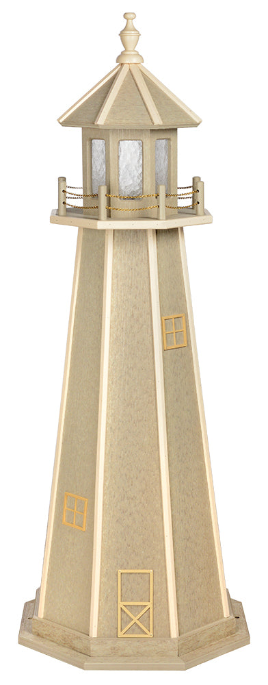 Birch with Ivory Trim Wooden Lighthouse with Base - 6 Feet