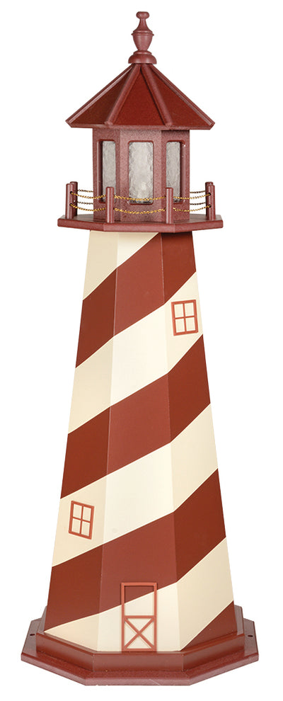 Cape Hatteras Light in Ivory and Cherrywood Wooden Lighthouse with Base - 6 Feet