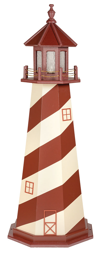 Cape Hatteras Light in Ivory and Cherrywood Wooden Lighthouse- 6 Feet 