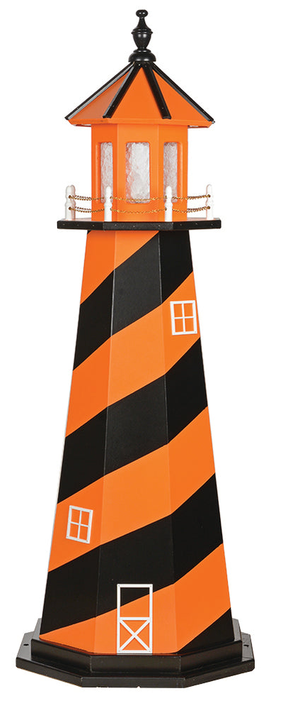 Cape Hatteras in Orioles colors (Orange and Black) Wooden Lighthouse with Base - 6 Feet on harvestarray.com