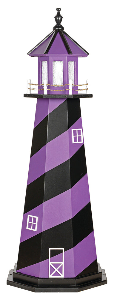 Cape Hatteras Lighthouse in Purple and Black (Ravens Colors) Wooden Lighthouse with Base - 6 Feet