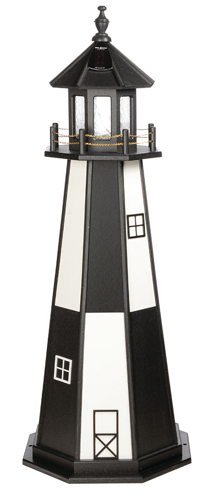 Cape Henry Wooden Lighthouse with Base - 5 Feet Black and White 