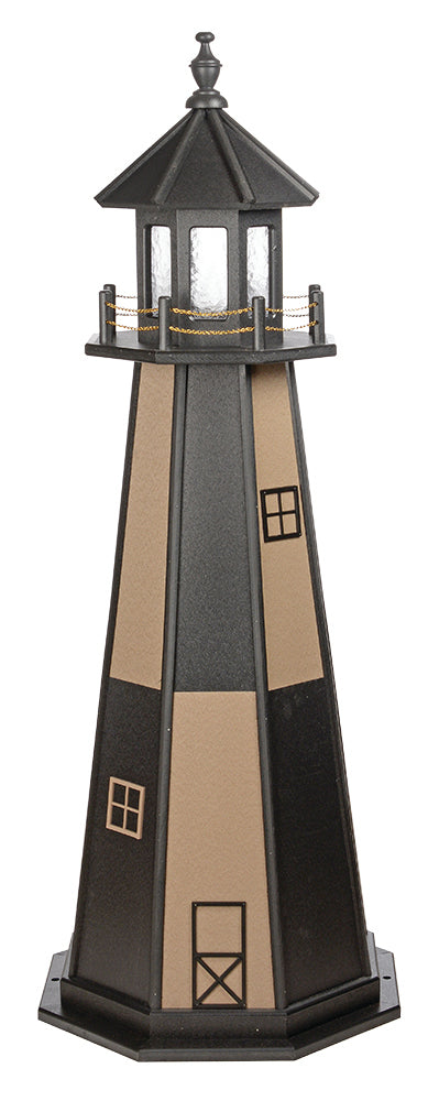Cape Henry Black/Weatherwood Wooden Lighthouse with Base - 5 Feet 