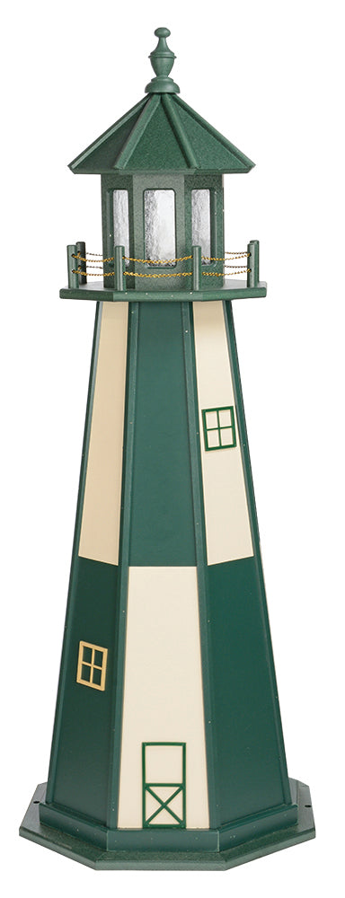 Cape Henry Green and Ivory Wooden Lighthouse with Base - 6 Feet