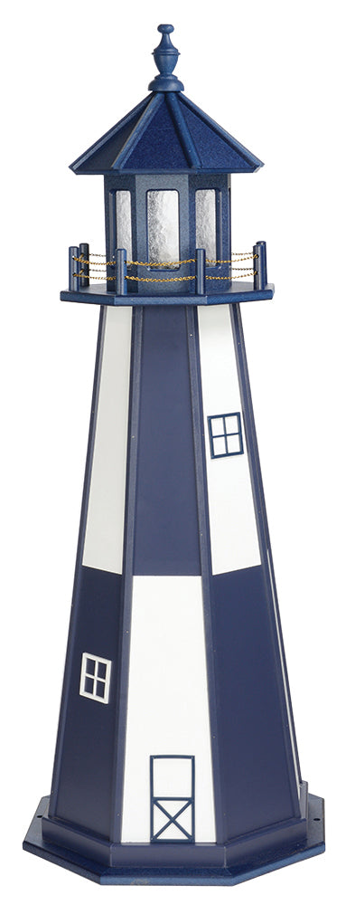 Cape Henry in Patriotic Blue and White Wooden Lighthouse with Base - 5 Feet for Harvest Array 
